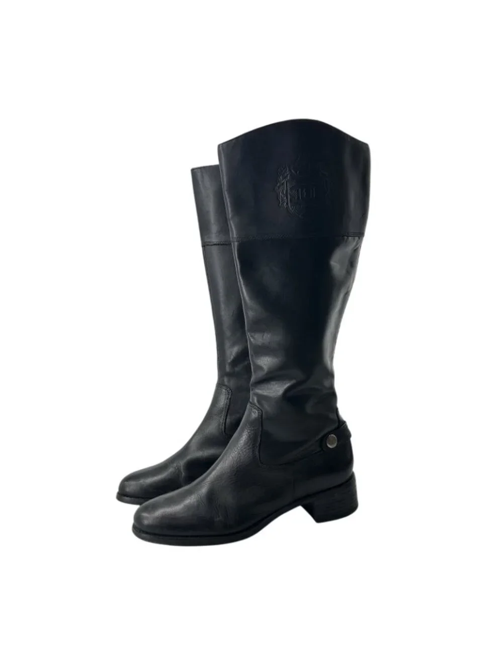 Etienne Aigner Womans Leather Boots Sz 9 Medium Knee High Boots Full Zip Side